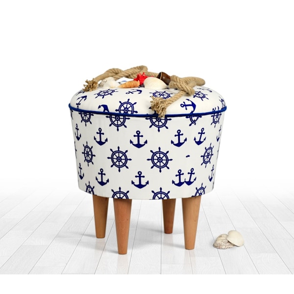 Pouffe Cunda - sininen, valkoinen