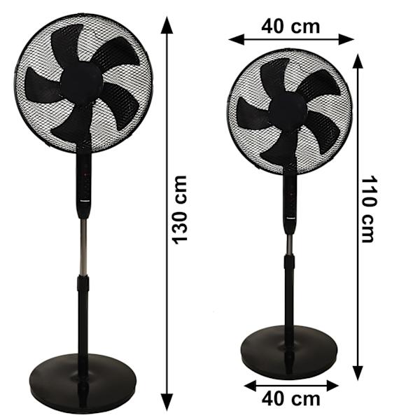 Stående gulvblæser 45W – 3 tilstande, 5 blade, timer, fjernbetjening