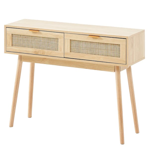 Rattan konsolbord, 2 skuffer, skydedør, entré