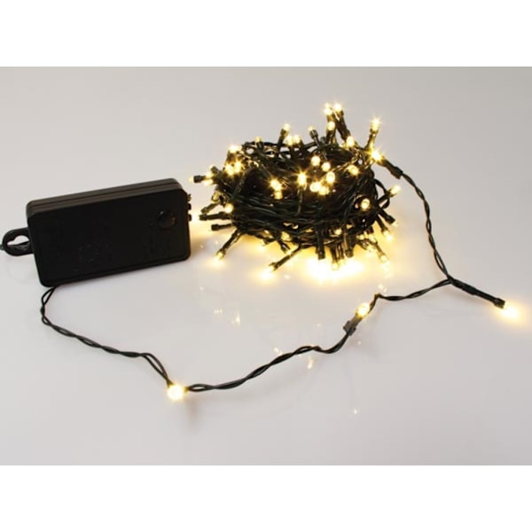Smart Light Led - 10 M - 100 varme hvide lamper - Grøn ledning - Modulator - Batterier medfølger ikke