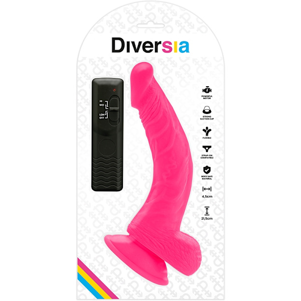 Diversia - Fleksibel Vibrerende Dildo Pink 21,5 Cm -O- 4,5 Cm