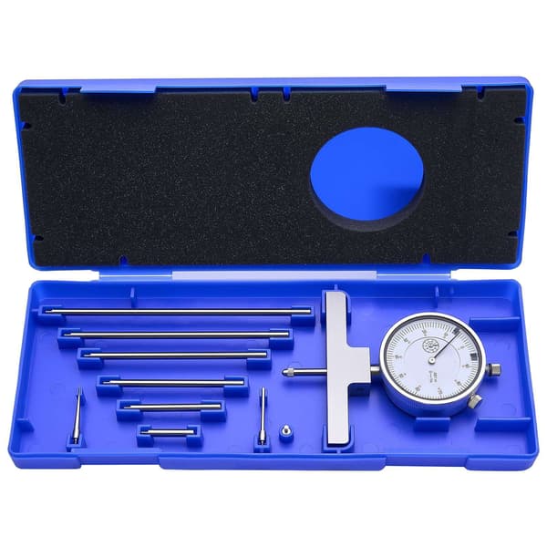 Dybdemikrometer 0–22 tommer, 0,001 tommer, 4 ambolte, 6 stænger