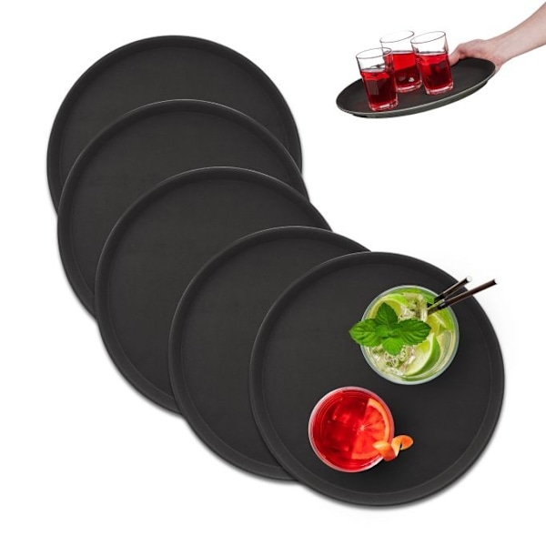 Rundt serveringsbakkesæt á 5 35 cm
