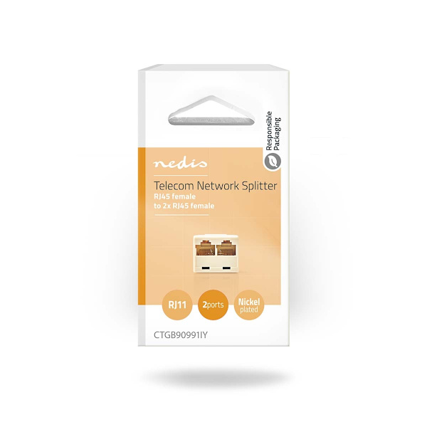 Telenätet Splitter | RJ45 Hona | 2x RJ45 Female | Nickelplaterad | Elfenben | PVC | Låda