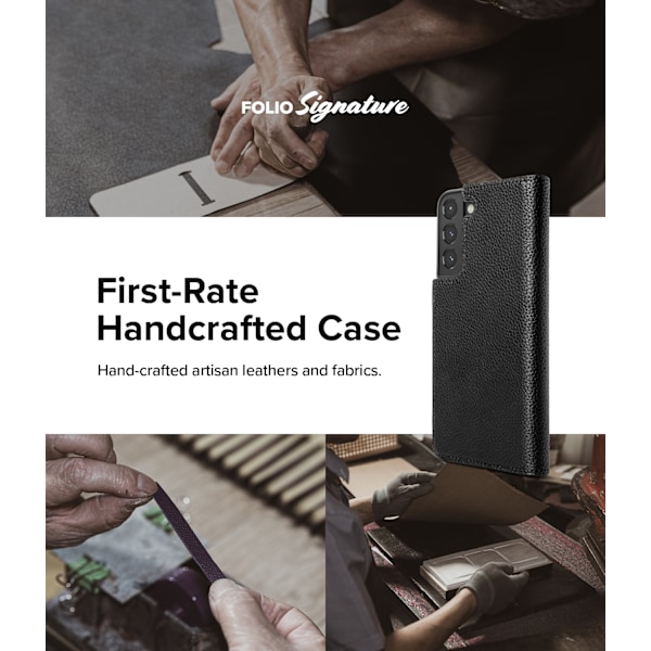 Lædertaske med klap til Galaxy S22+ Folio Signature sort