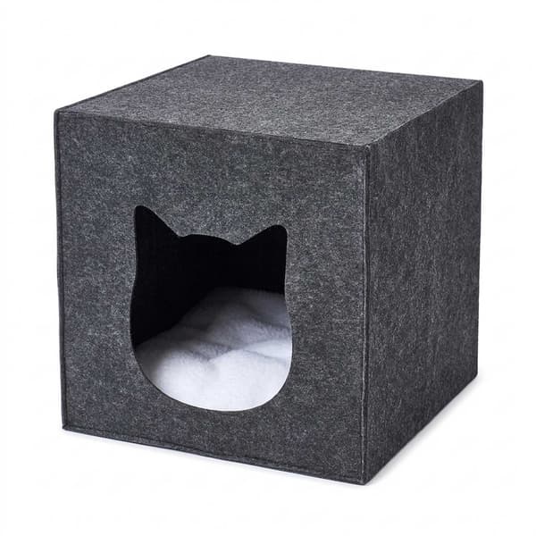 Filt kattehulekube – foldbar, inklusive pude