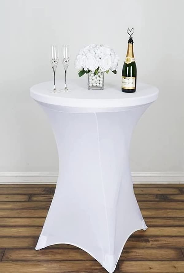 Cocktailborddæksel, hvid, 80 cm, polyester-spandex
