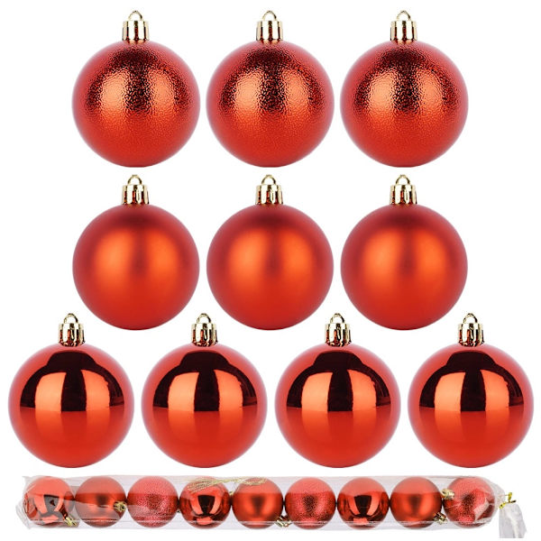 Splittersäkra röda julgranskulor, 6 cm, 9-pack