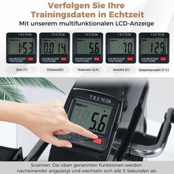 Mini motionscykel med LCD-display til arme og ben