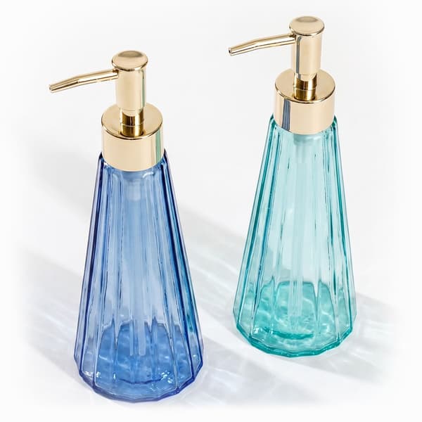 Glastvåldispensrar, set om 2, 320 ml, guldfärgade pumpar