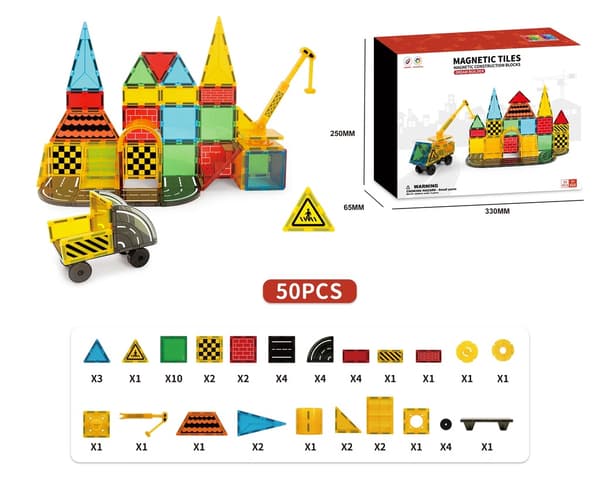 Magnetiska byggklossar, 50-delars STEM 3D