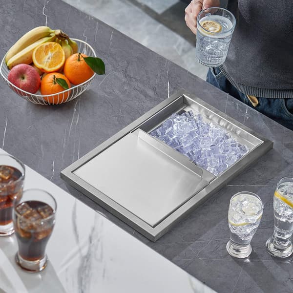 Drop-in isbeholder, 28 qt rustfrit stål, skydelåg, afløb