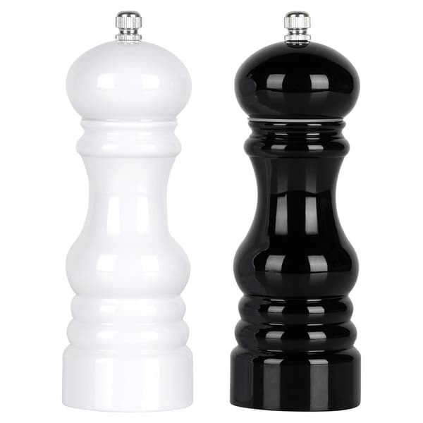 Peber- og saltkværnsæt, 18 cm, sort og hvid