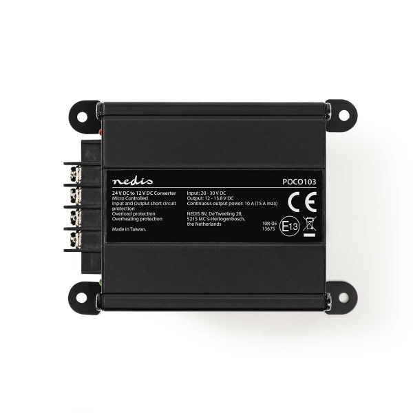 Power Converter | Bil Drevet | 24 V DC | 12 V DC | 120 W | Screw Terminal | Udstyret med en sikring | Sort