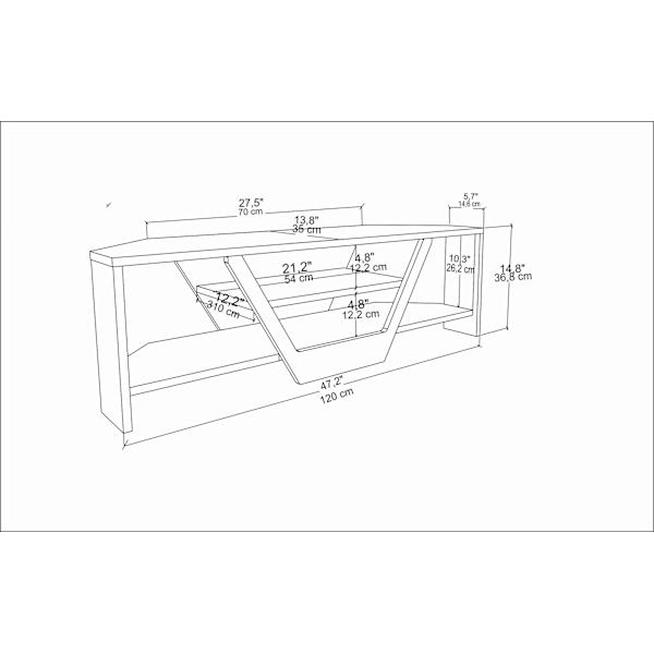 TV Stand Sares - Hvid, Sort