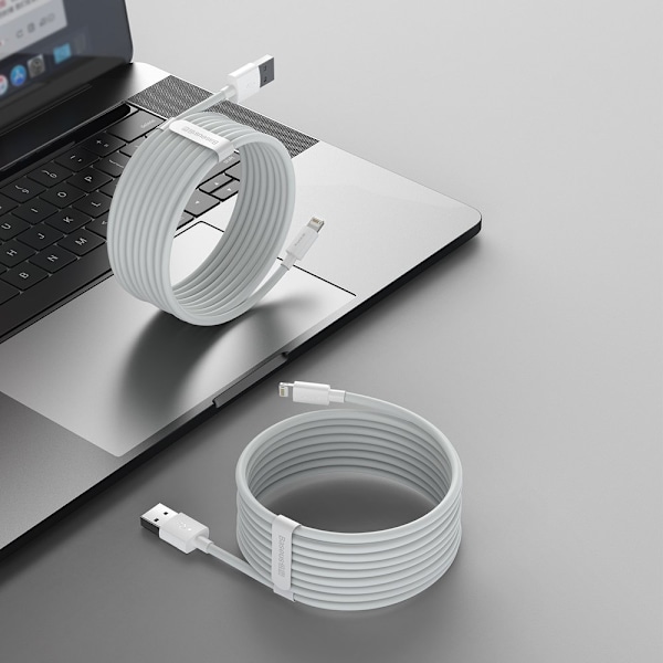 2x USB kabel Iphone Lynhurtig opladning Strømforsyning 1,5 m hvid