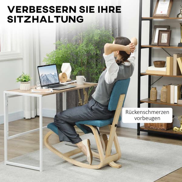 Ergonomisk knælestol, mørkeblå, birketræsstel