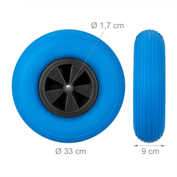 Hjul til trillebør 3.50-6 i blå/sort