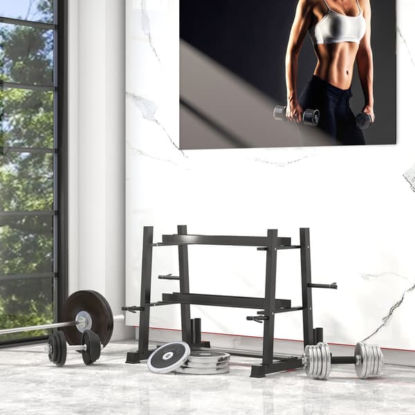 Håndvægtstativ 3 Niveauer Op Til 200 Kg Stål Sort 131X75X80 Cm