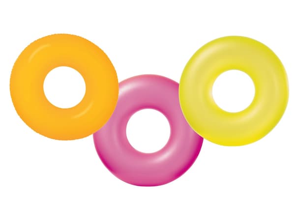 Neon simring, diameter 91 cm - 3 färger INTEX 59262 gul