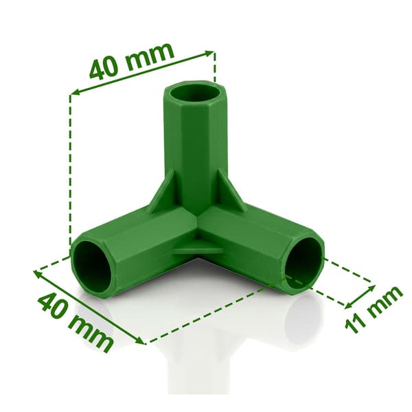 Stangforbindelser til 11 mm pløkker, grønne, sæt med 4