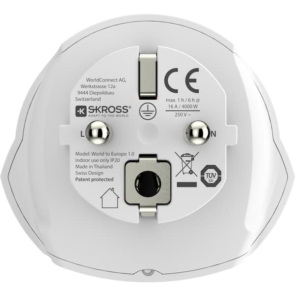 Rejseadapter World to Europe Grounded