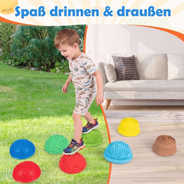 Färgglada PVC-balansstenar för barn – set med 8