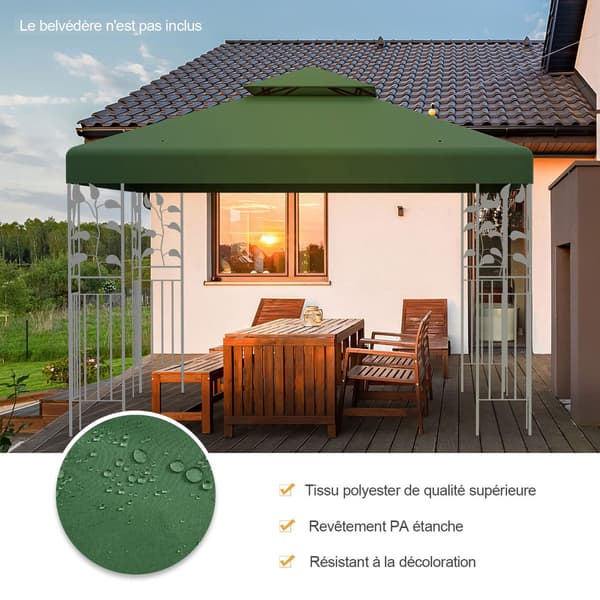 Udskiftningsbaldakin til pavillon 3 x 3 m, dobbeltlags, polyester