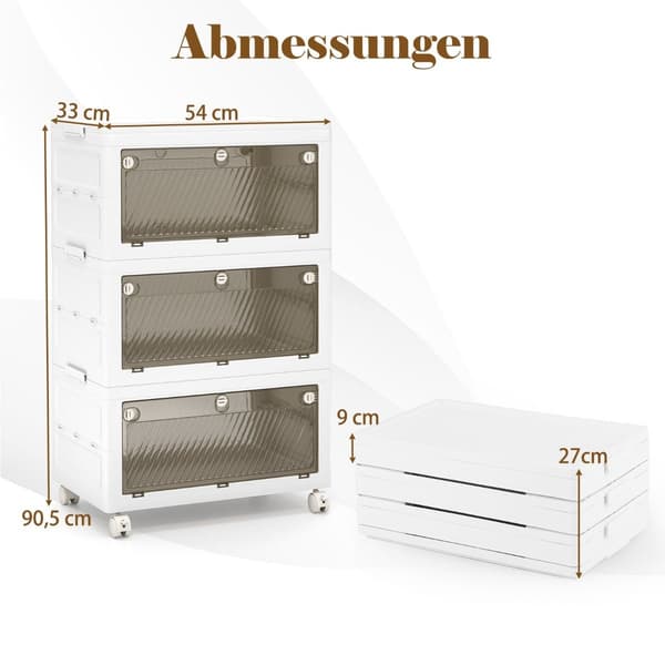 Fällbar förvaringslåda med lock, 126L/168L, Hjul