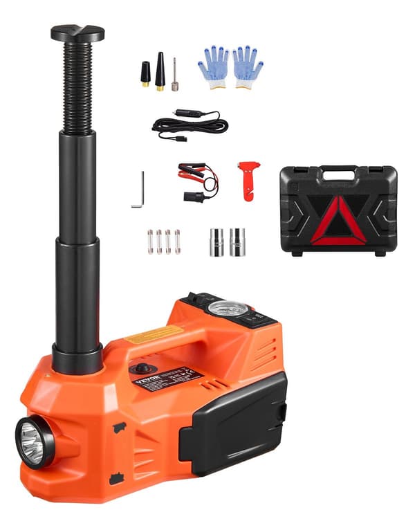 12V elektrisk saksedonkraft til bil, 5 tons, oppustning, LED