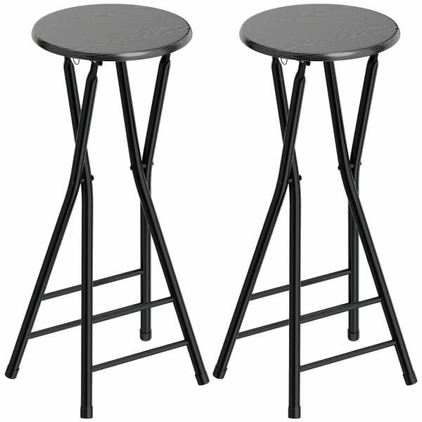 Sammenklappelige barstole, stål og MDF, sæt med 2, sort