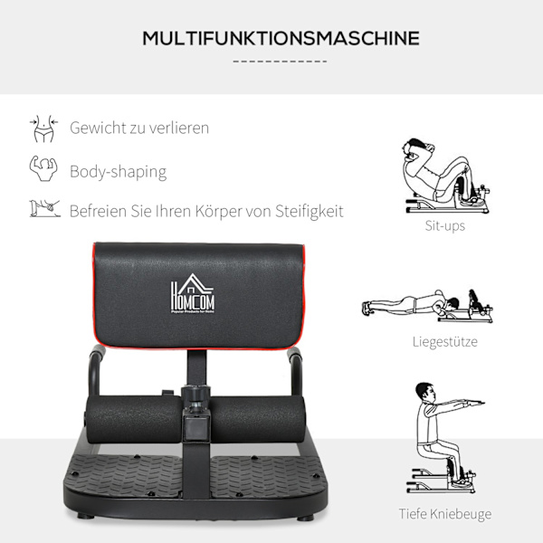Sissy Squat Squat Trainer Ben Mavetræner 3I1 Justerbar Op Til 120 Kg Stål Sort 50X97X44,5-56,5Cm