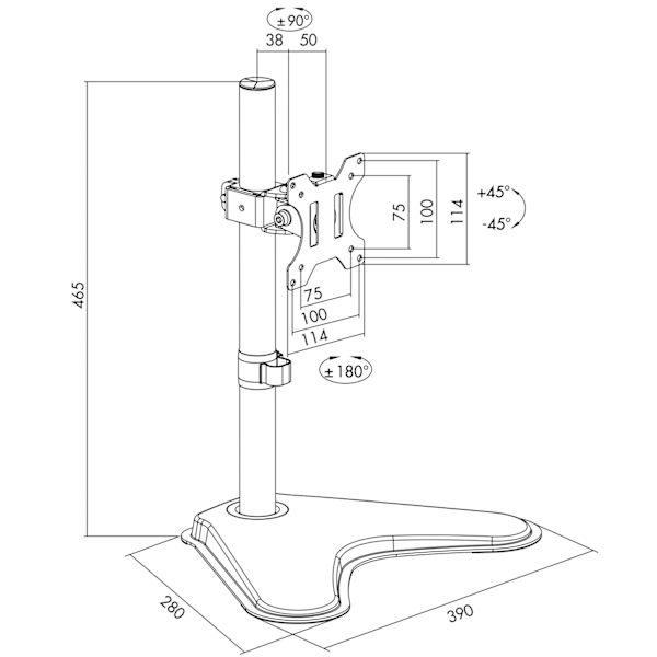 Monitorstativ/fod enkelt 13-32"