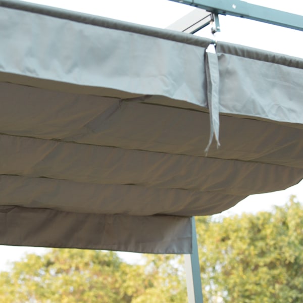 Pergola Gazebo Patio-katos liukukatolla 298 x 213 x 221 cm, harmaa, säänkestävä polyesteri puutarhaan ja terassille