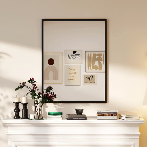 Rektangulär väggspegel, 70x90 cm, svart MDF-ram