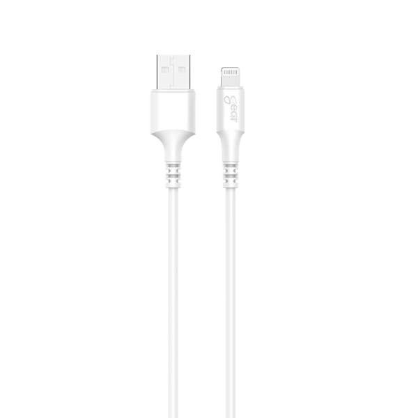 GEAR Laddkabel Lightning to USB-A 3m Vit MFI Rund kabel