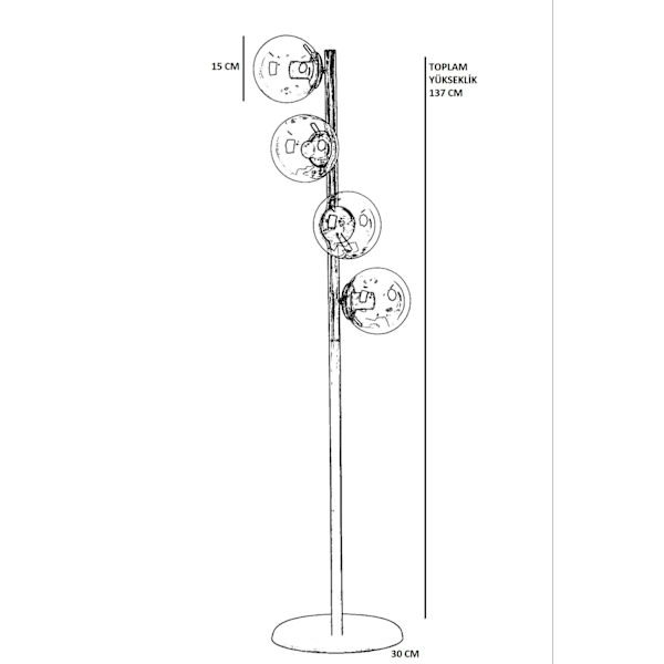 Gulvlampe Simay 4 Lü Eskitme Beyaz Camlı Lambader