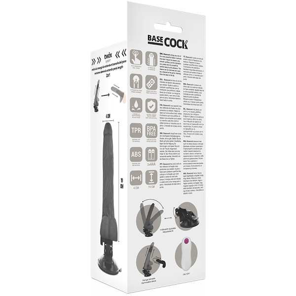 Basecock - Realistic Vibrator Remote Control Musta 19 cm -O- 4 cm