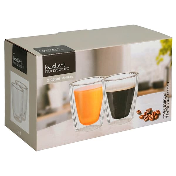 Dubbelväggiga glas, 230 ml, set om 2 för kaffe och te