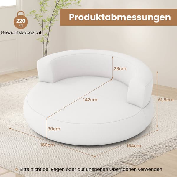 Uppblåsbar soffa med avtagbart överdrag, 142 cm, vit