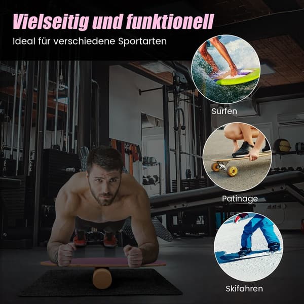 Træbalancebrætsæt med korkrulle og måtte