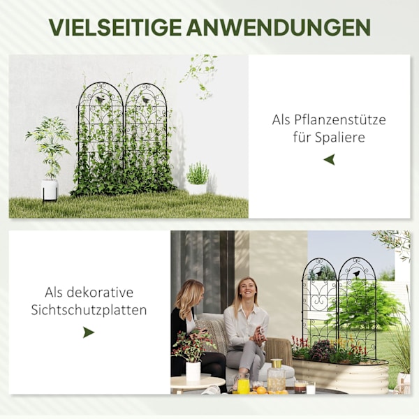 Metallspaljé Set med 2 för pluggning av rostfri spaljé med fågeldesign för klätterväxter 50 x 120 cm Spaljé för krukväxter Plant spaljé för tomater Bl