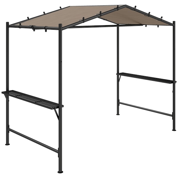 Grillihuvimaja 277 x 149 x 230 cm Vedenpitävä palosuojattu puutarhahuvimaja sivuhyllyillä, puutarhahuvimaja UV-suojalla, teräksinen BBQ-paviljonki, pu