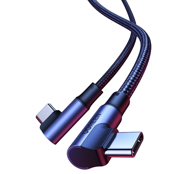 Vinklad flätad kabel USB-C Quick Charge PD 100W 2m svart