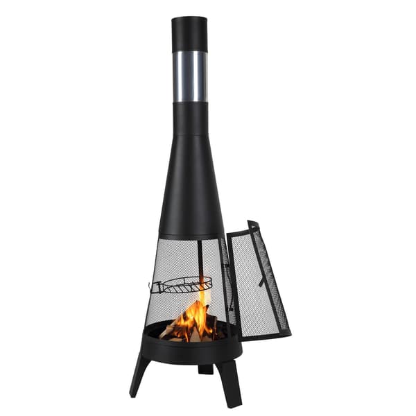 Chiminea 20 tums vedeldad eldstad med grill