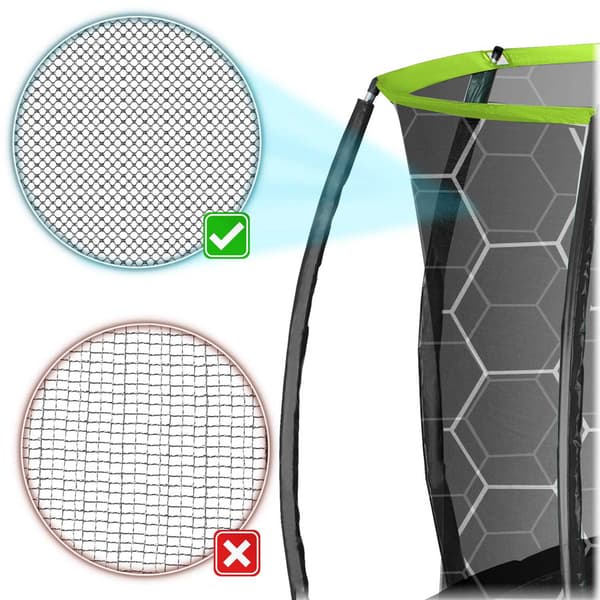 Trampolinsikkerhedsnet, 252 cm, 6 stænger, lynlåsåbning