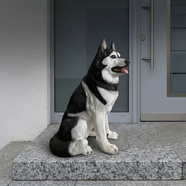 Husky havehundstatue, polyresin, 86 cm