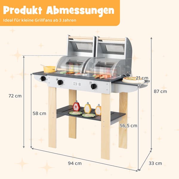Børne trægrillsæt med tilbehør, 3+ år