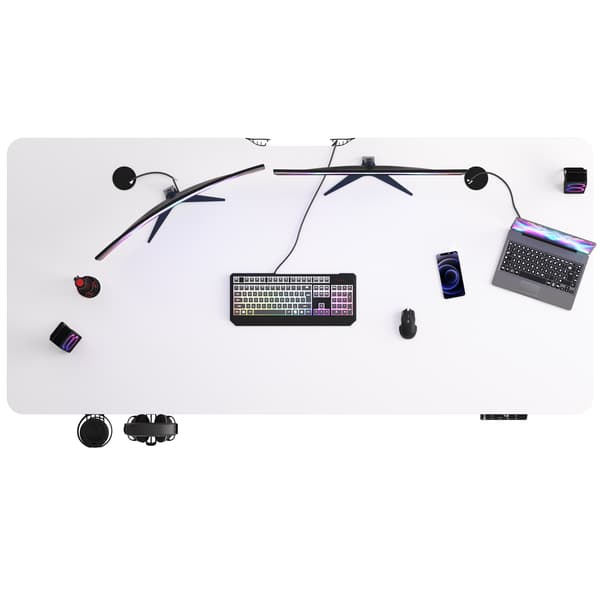 Justerbart vitt skrivbord, 140x60 cm, höjdintervall 73-118 cm