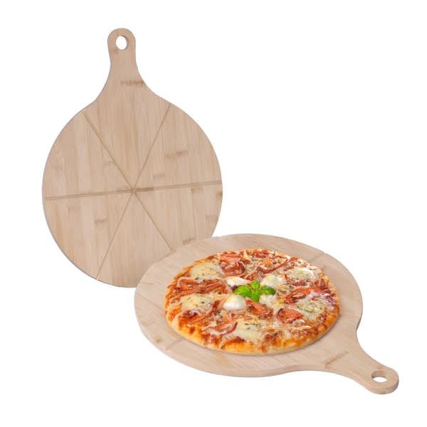 Bambuinen pizzalautasetti, 2 osaa, uritettu